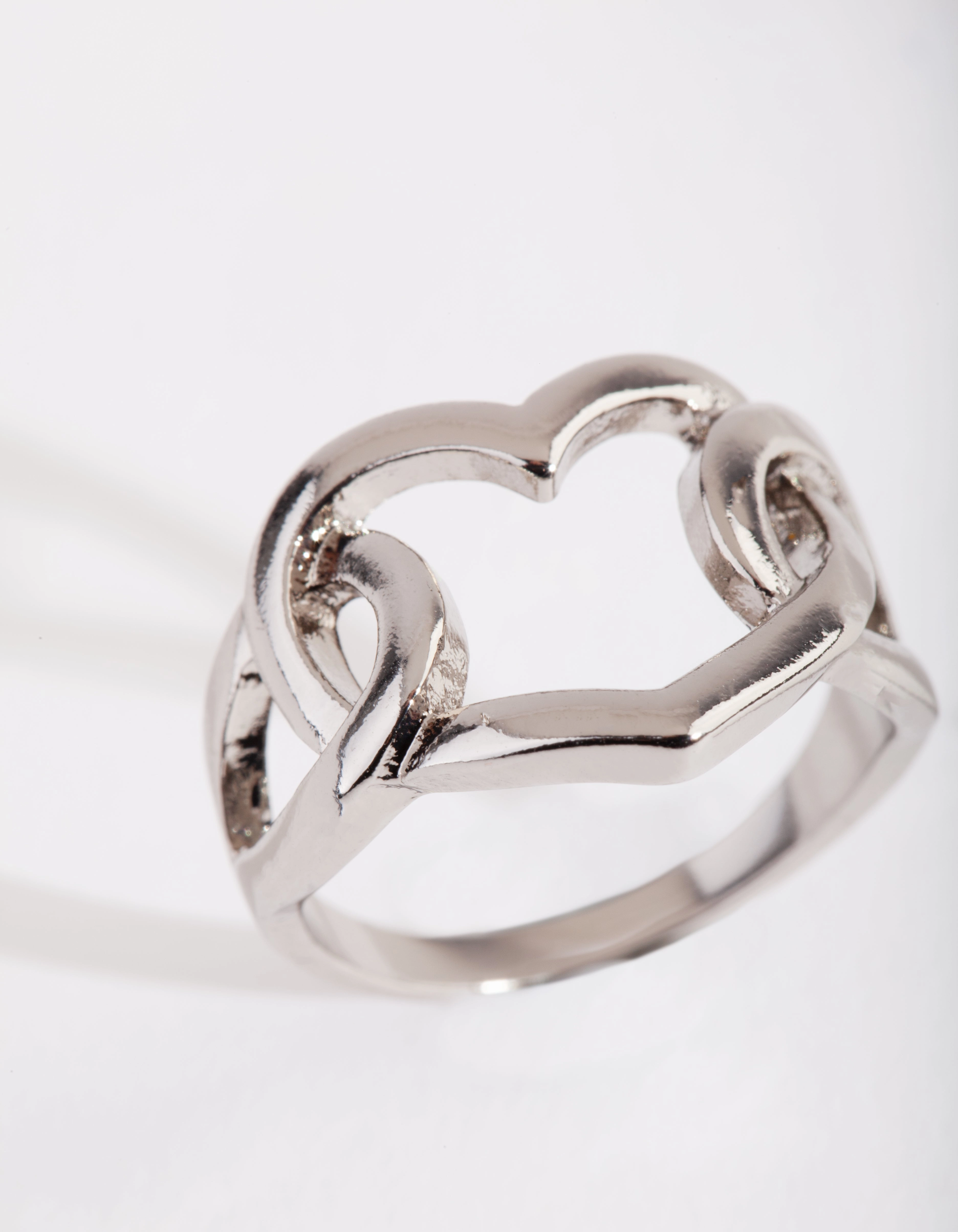 Luxury Touch Graceful Detail Silver Intertwined Heart Ring