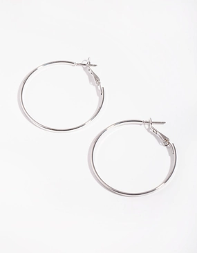 Stylish Form Silver Large Hoop Earrings