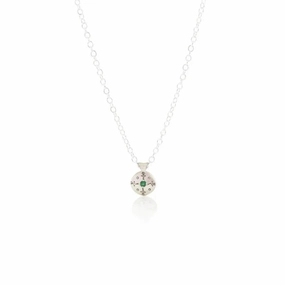 Photo Ready Trendy Outfit Silver Lights Charm Pendant - Emerald   Sterling Silver