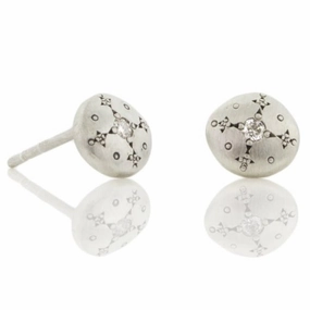 Silver Lights Charm Studs - Diamond   Sterling Silver Youthful Glow