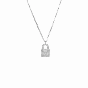 Silver Lock Necklace Active Teen Vintage Accent