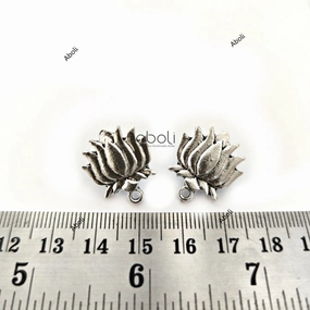 Silver lotus earrings stud components metal earrings findings ESS77 High-Quality Decor