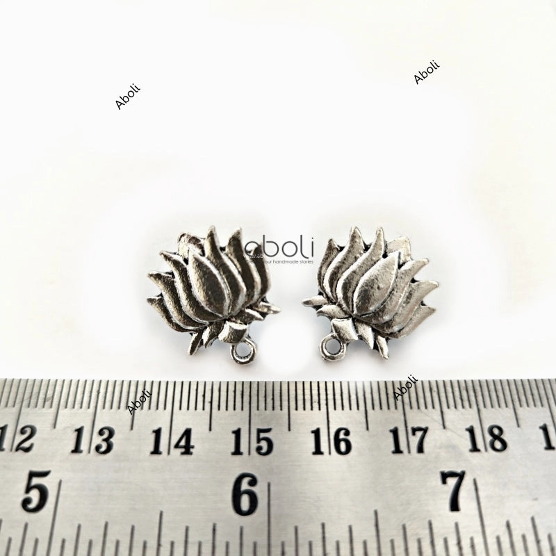 Silver lotus earrings stud components metal earrings findings ESS77 High-Quality Decor