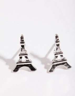 Silver Mini Eiffel Tower Stud Earrings Timeless Favorite Timeless Radiance