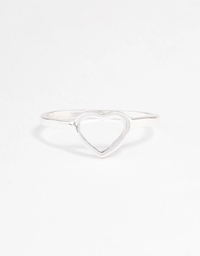 Glow Mode Silver Open Heart Ring