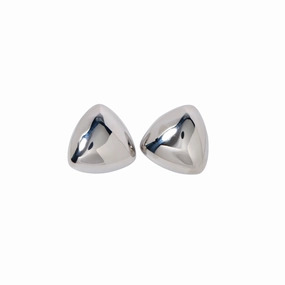 Classic Finish Business Piece SILVER PUFFY TRIANGLE EARRINGS