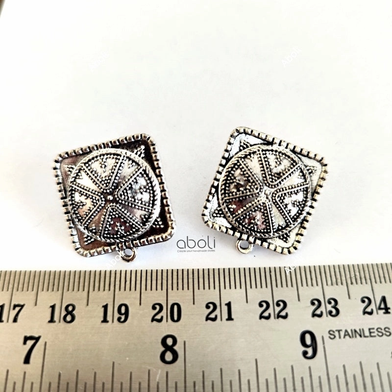 Modern Selection Modern Ornament Silver square earrings stud components metal earrings findings ESS71