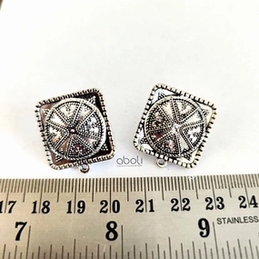 Modern Selection Modern Ornament Silver square earrings stud components metal earrings findings ESS71