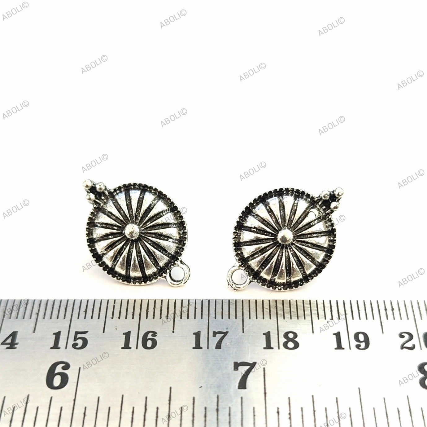 Silver stud earrings round components metal earrings findings ESS24 Artistic Jewelry