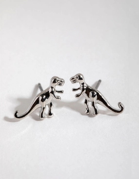 Silver T-Rex Stud Earrings Feminine Glow Distinct Accent