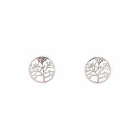 Sophisticated Element Luxurious Style Silver Tree Of Life Stud Earrings