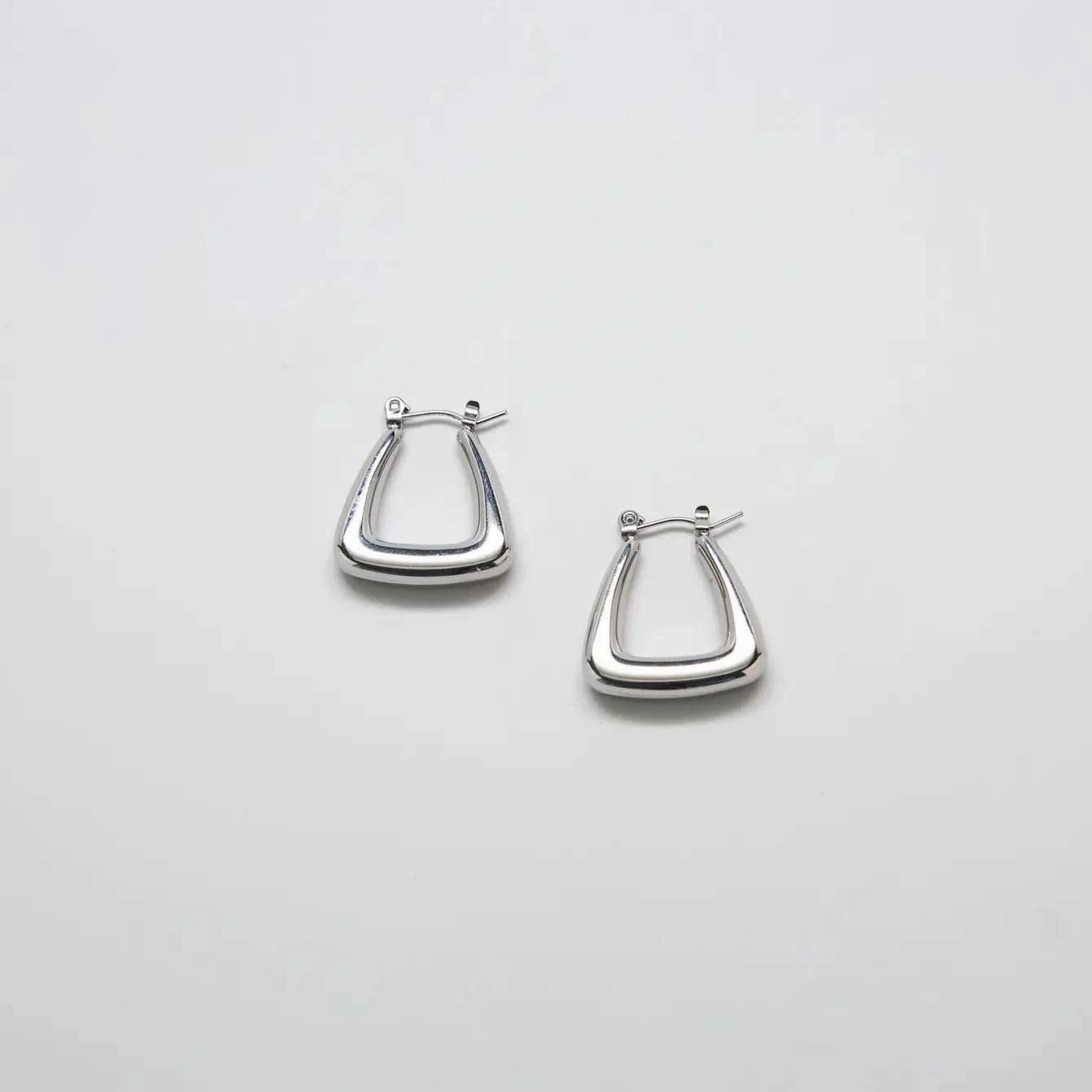 Silver Triangle Hoop Earrings Pastel Decoration