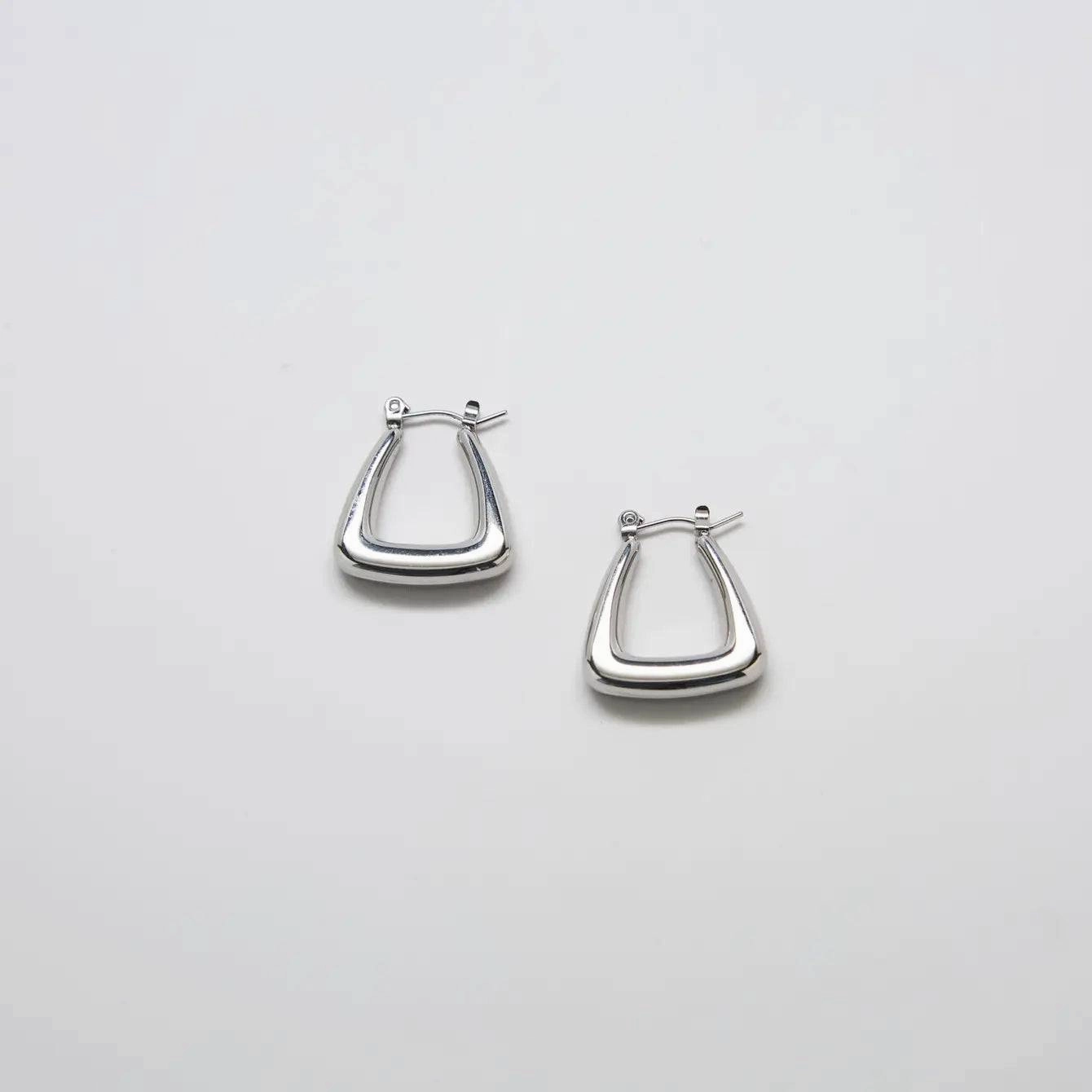 Fashionable Adornment Silver Triangle Hoop Earrings