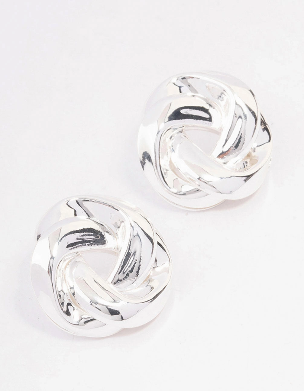 Festive Style Luxury Shine Silver Twisted Rope Circle Stud Earrings