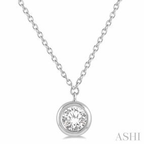1/5 Ctw Round Cut Diamond Pendant With Chain in 14K White Gold Evening Party