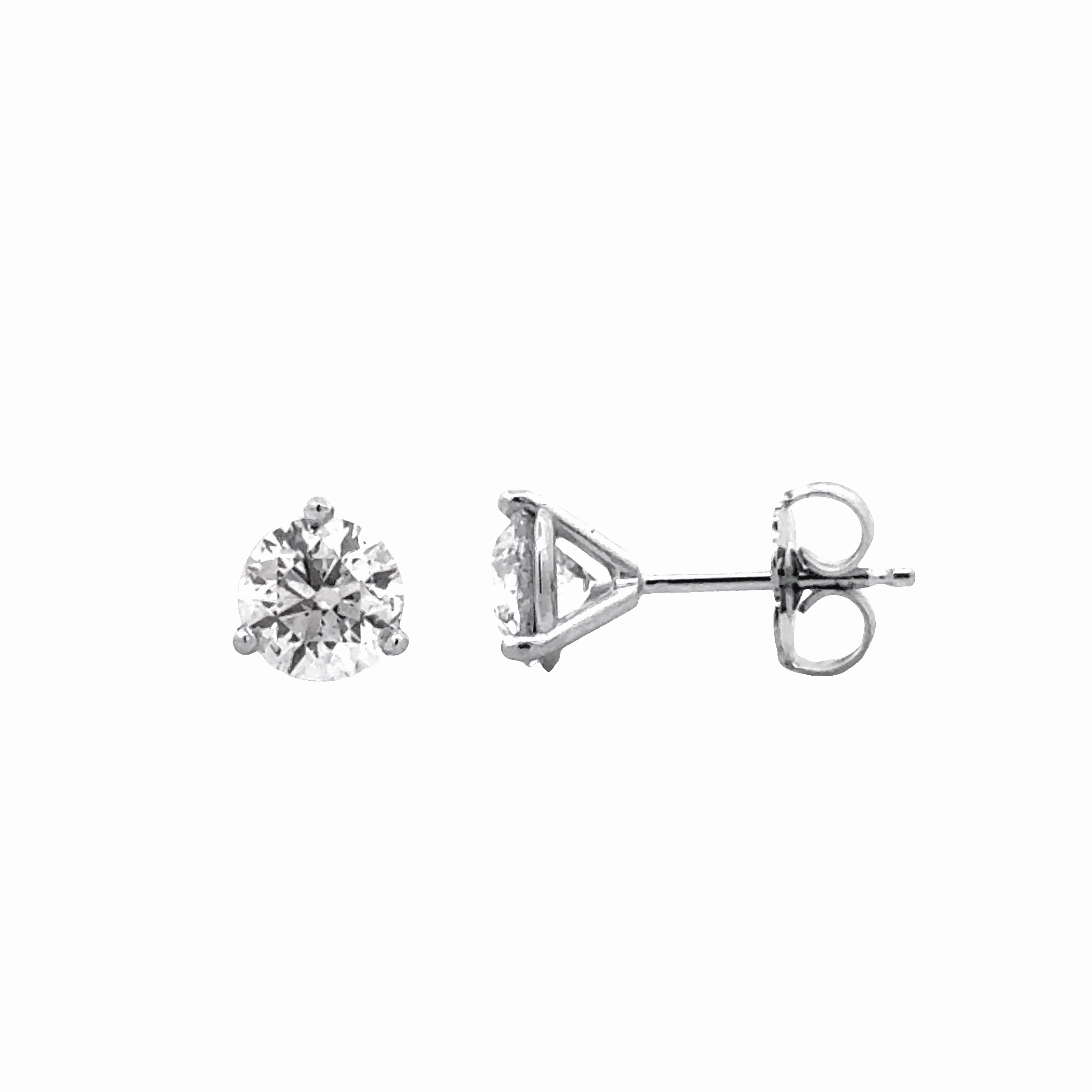 Polished Ornament 1.4cttw Round Diamonds in Three Prong Martini Earrings