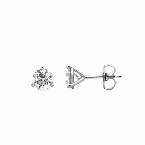 Polished Ornament 1.4cttw Round Diamonds in Three Prong Martini Earrings