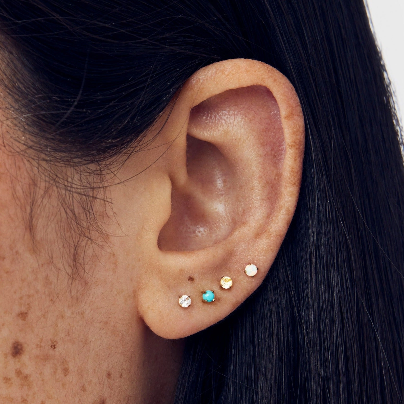 Single Opal Flat Back Stud Earring simple design Simple Product