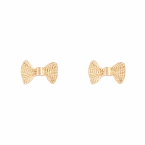 Fresh Feature Distinctive Appeal Gold Metal Bow Stud Earrings