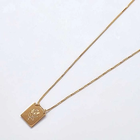 Glam Gift Classic Item Gold Rose Bar Pendant Necklace