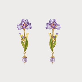 High Fashion Unique Features Iris Flower Drop Earrings