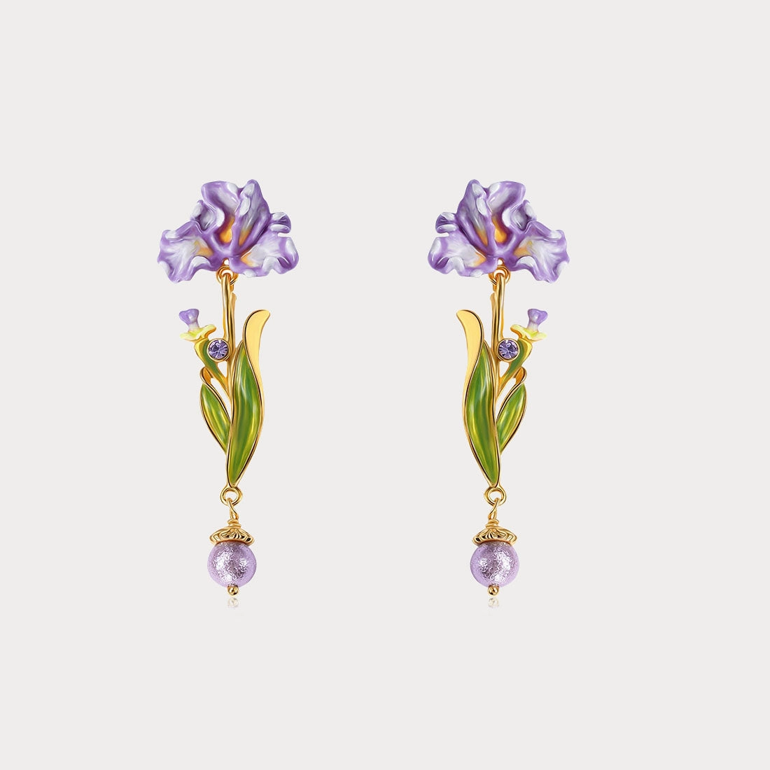 High Fashion Unique Features Iris Flower Drop Earrings