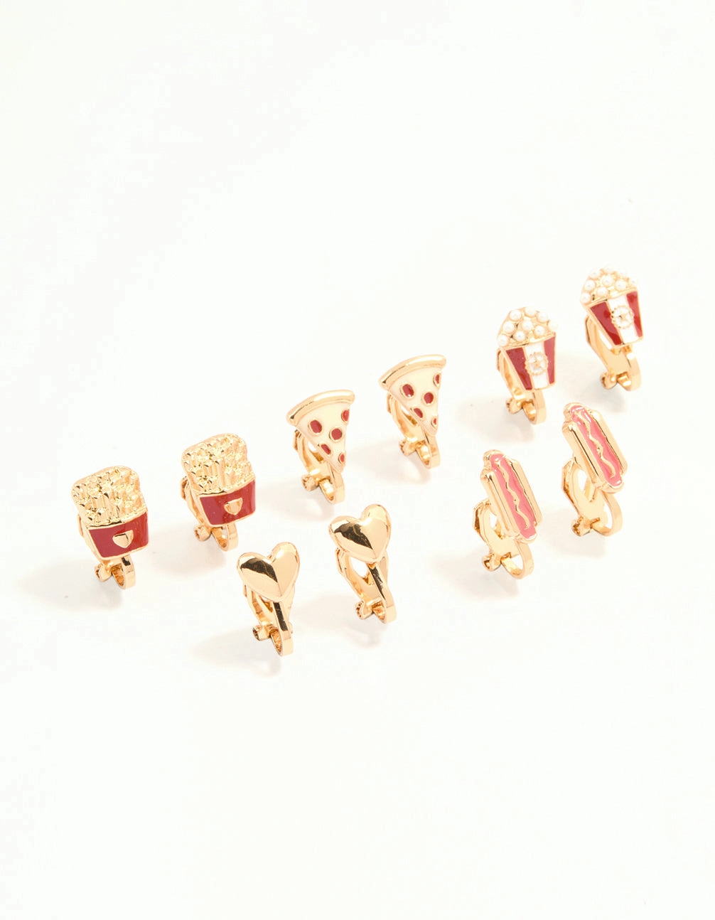 Gold Movie Snacks Clip-On Earrings 5-Pack Signature Detail