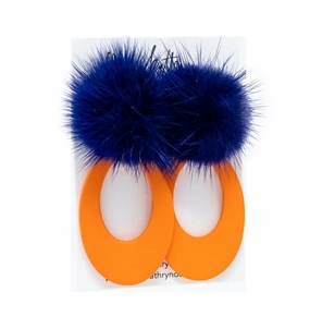 Sophisticated Element Orange and Blue Puff Earrings