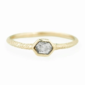 Chic Choice Hexagon Diamond Stacker - 14k Gold, Salt   Pepper Diamond