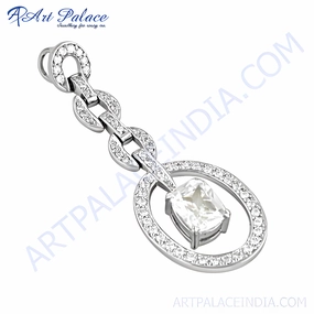 Double Strand Jewelry Stylish CZ Gemstone Silver Pendant - Rock Your Look with Elegance