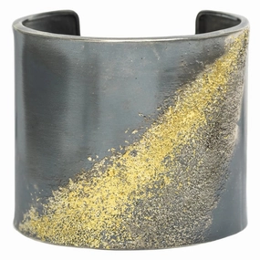 Daily Accessories Night Ready Slice Statement Cuff - 22k Gold   Oxidized Silver