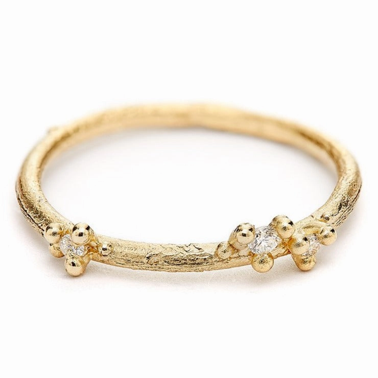 Small Asymmetric Diamond Encrusted Band - 14k Gold   Diamonds Luxurious Touch Timeless Accessory