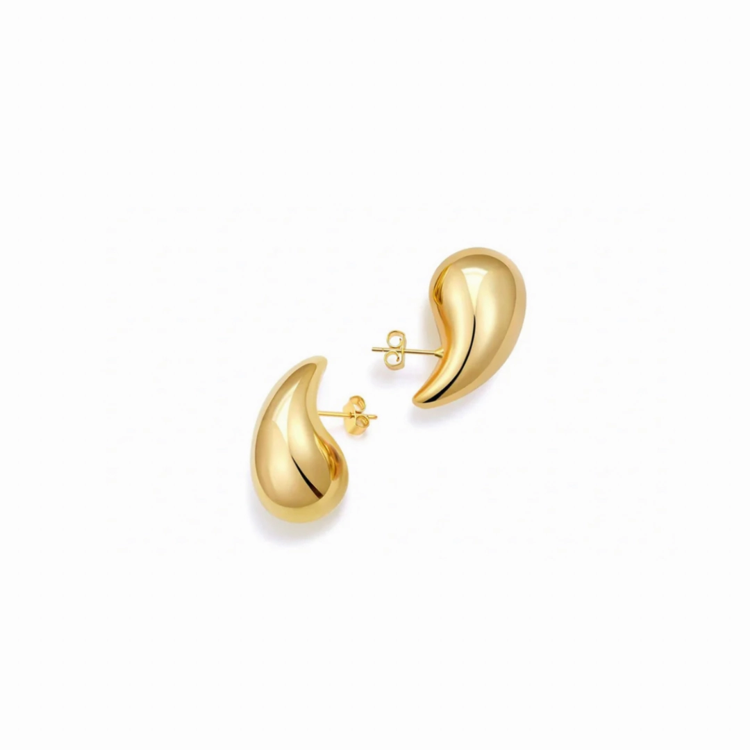Small Iconic Drop Gold Earrings Contemporary Finish