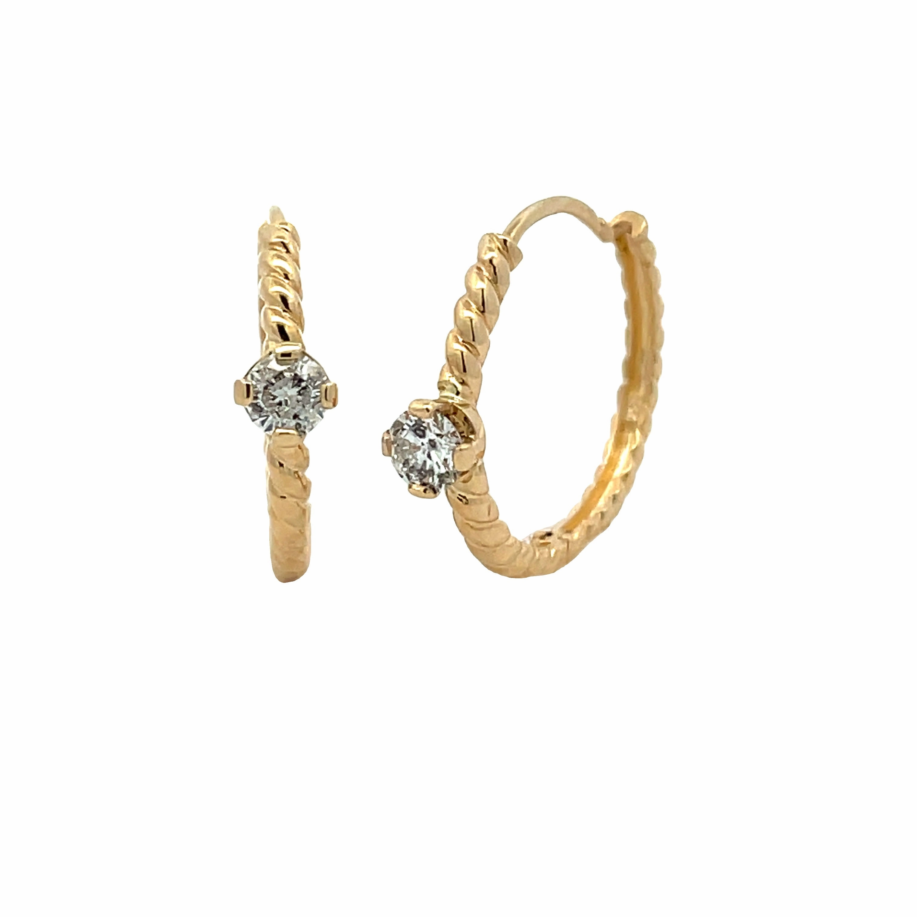 SMALL ROPE HOOP EARRINGS WITH DIAMOND Affordable Feature Refined Embellishment