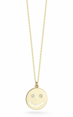 Pretty Pair Smiley Face Necklace With Diamonds