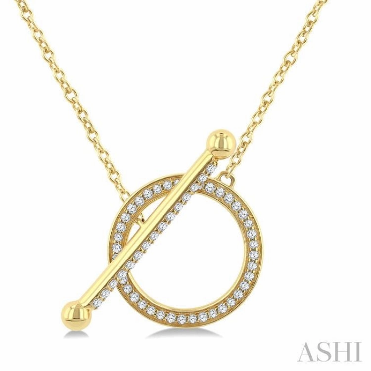 spring fashion For Groom 1/3 Ctw Circle Toggle Round Cut Diamond Fashion Necklace in 10K Yellow Gold