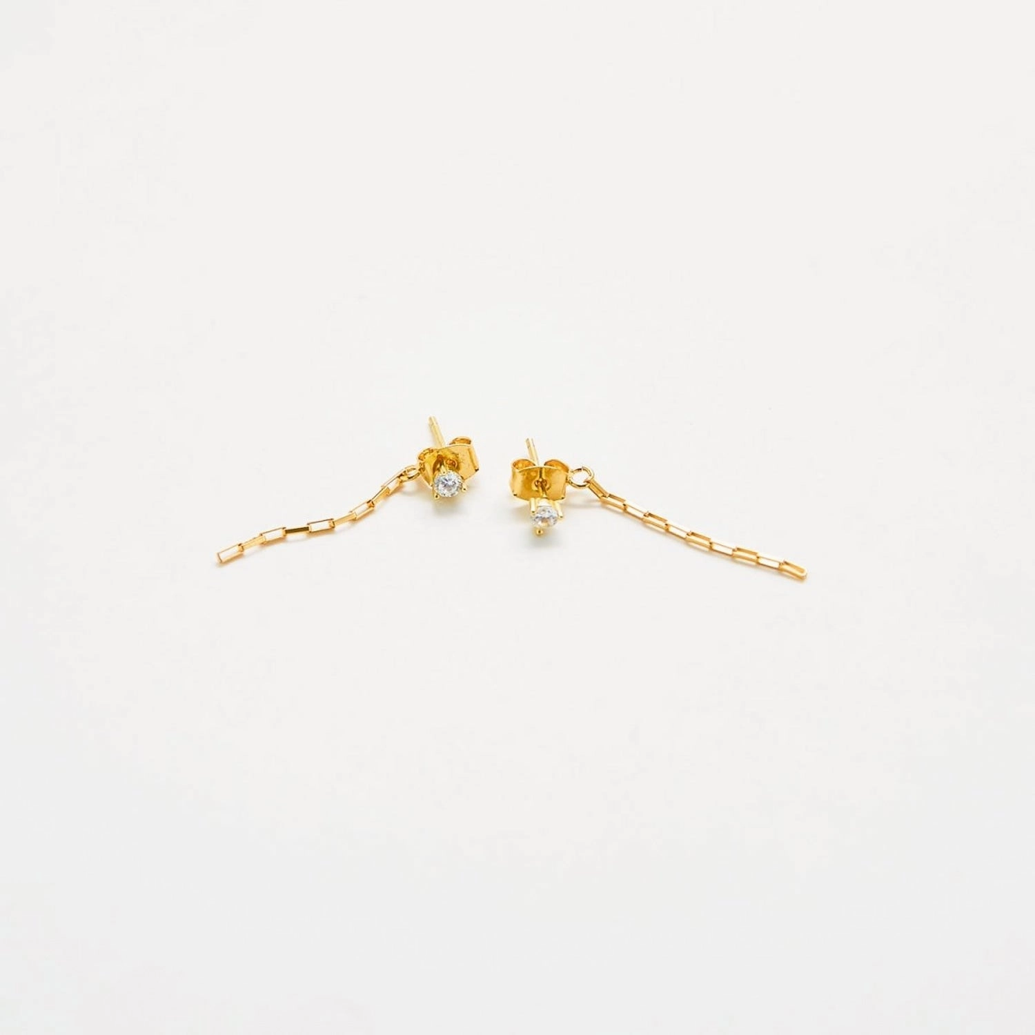 White CZ Chain Jacket Earrings Modernist Trinket Modern Must-Have