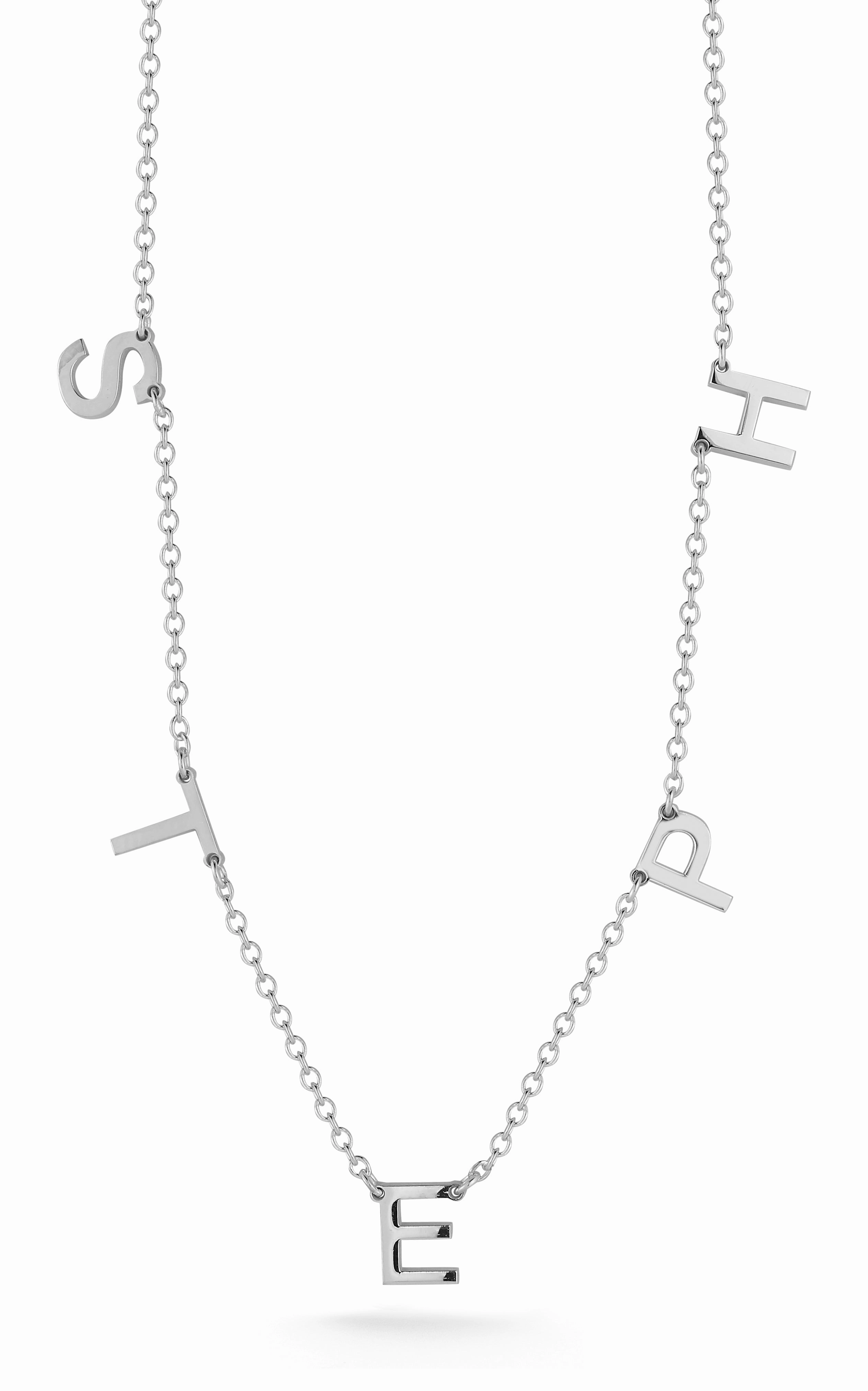 Solid Block Name Necklace Dazzling Feature