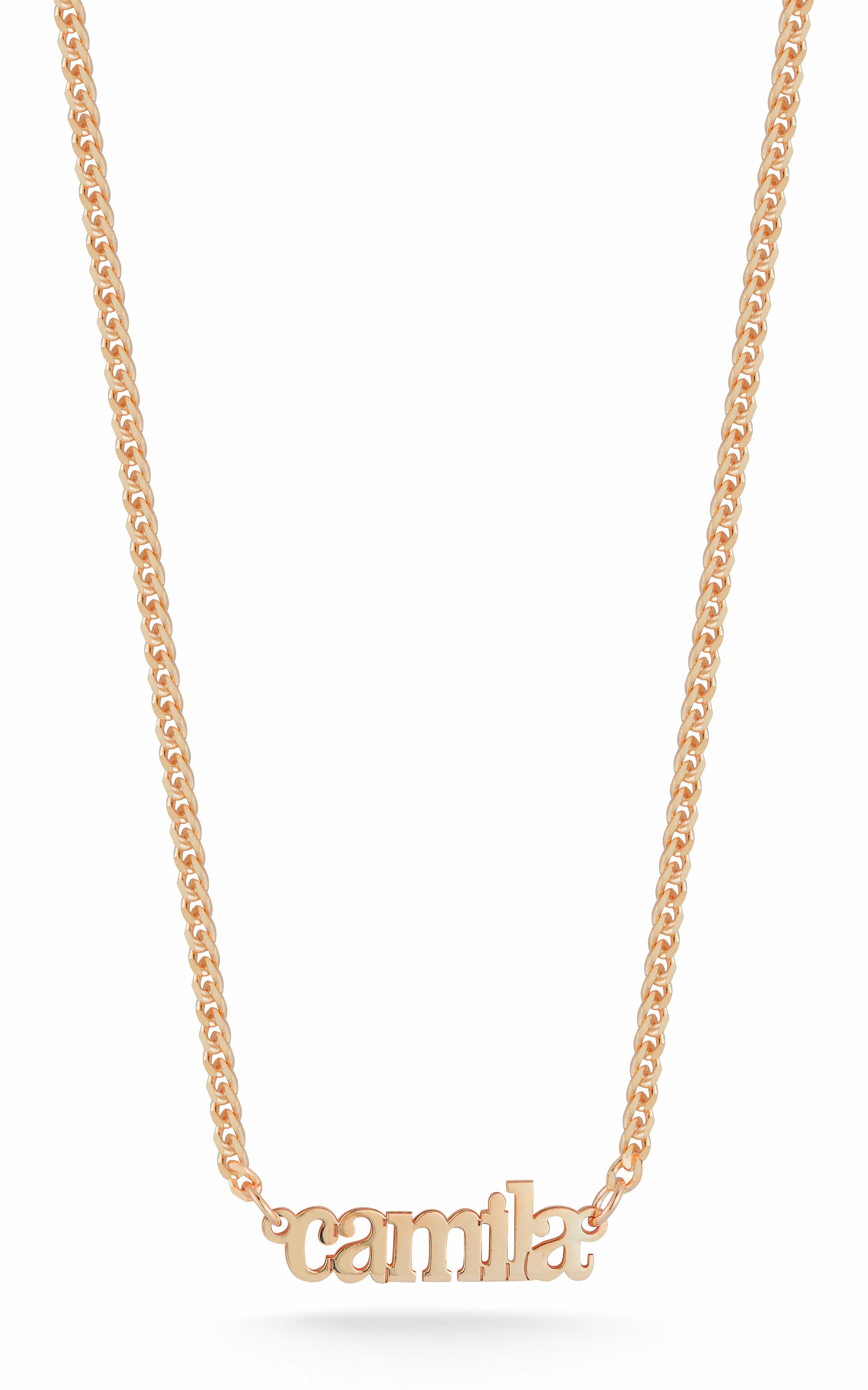 Solid Nameplate Necklace Glistening Look Glam Edge