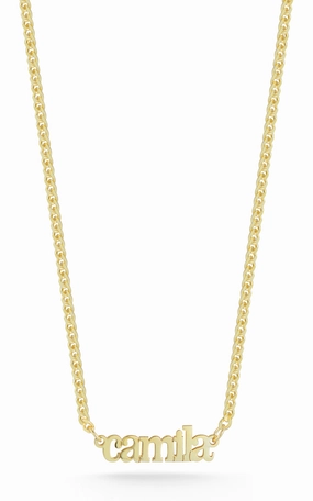 Shiny Gem Solid Nameplate Necklace