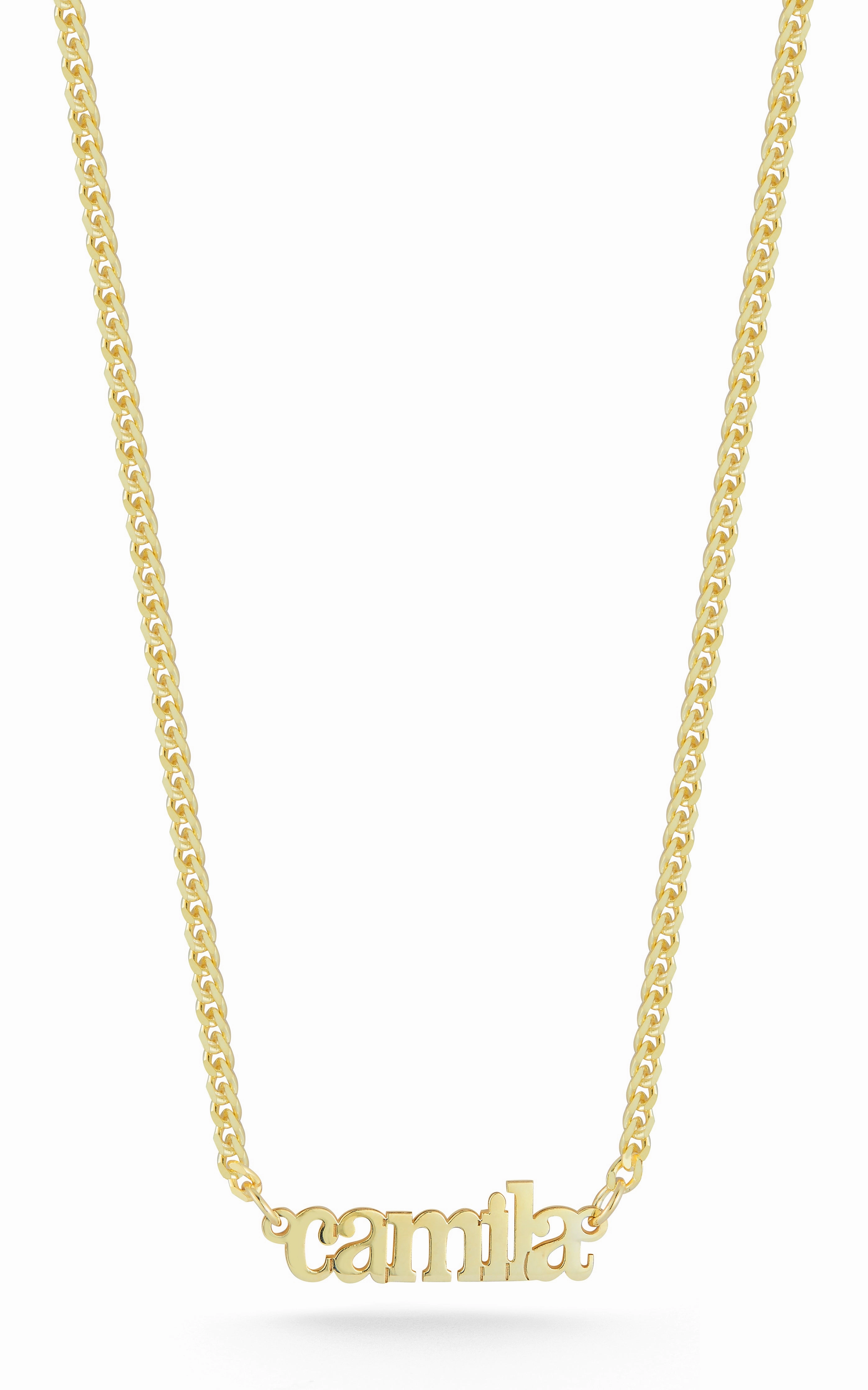 Shiny Gem Solid Nameplate Necklace