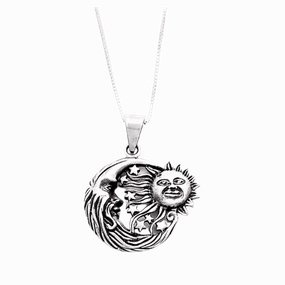 Sterling Silver Pendant with Sun, Moon, and Stars Classic Choice Bridal Vibe