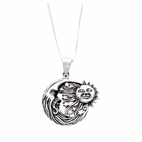 Sterling Silver Pendant with Sun, Moon, and Stars Classic Choice Bridal Vibe