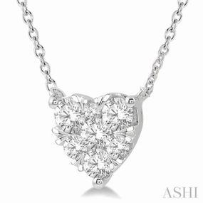 Superb Style art show 3/4 Ctw Lovebright Diamond Heart Pendant With Chain in 14K White Gold