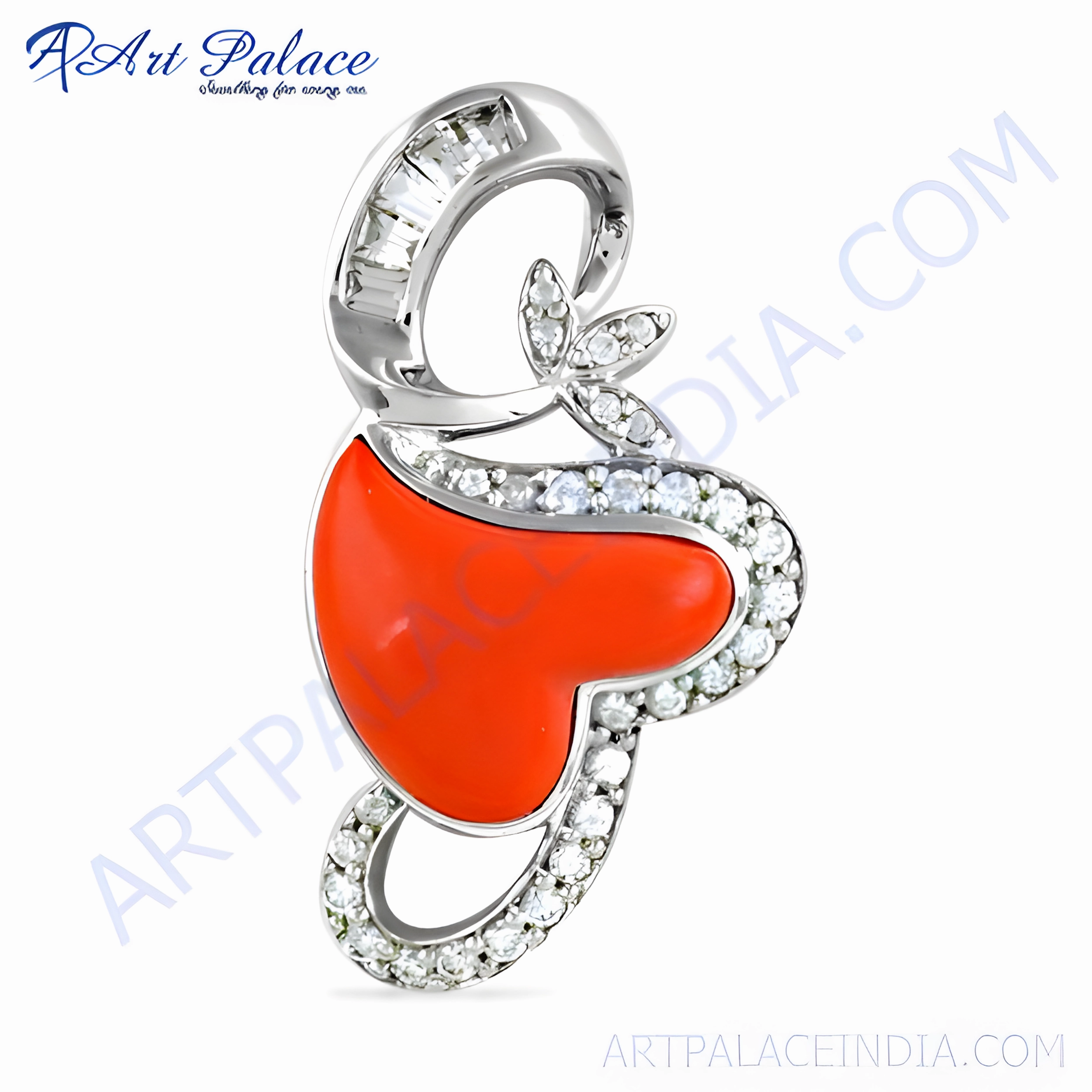 Luxury Coral CZ Gemstone Silver Pendant - Hot Jewelry Trends 2023 Cultural Highlight