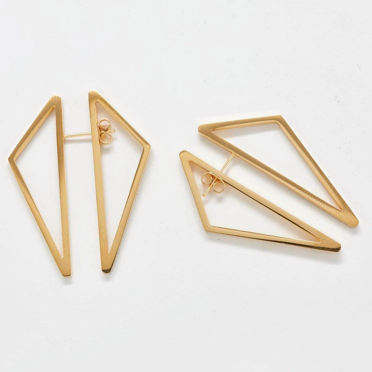 Minimalist Decoration Double-Sided Gold Geometric Triangle Earrings