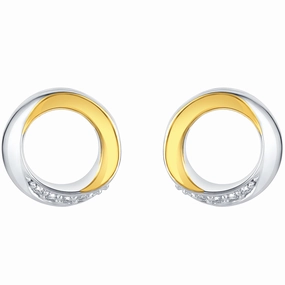 Adorable Adornment Vintage design Two-Tone Sterling Silver Swirled Circle Earrings