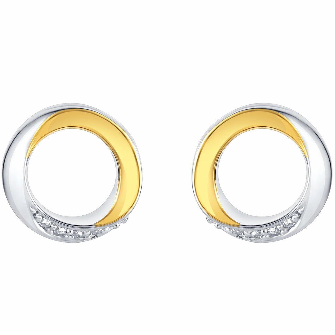 Adorable Adornment Vintage design Two-Tone Sterling Silver Swirled Circle Earrings