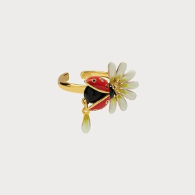 Sophisticated Look Warm Accent Ladybug Daisy Ring