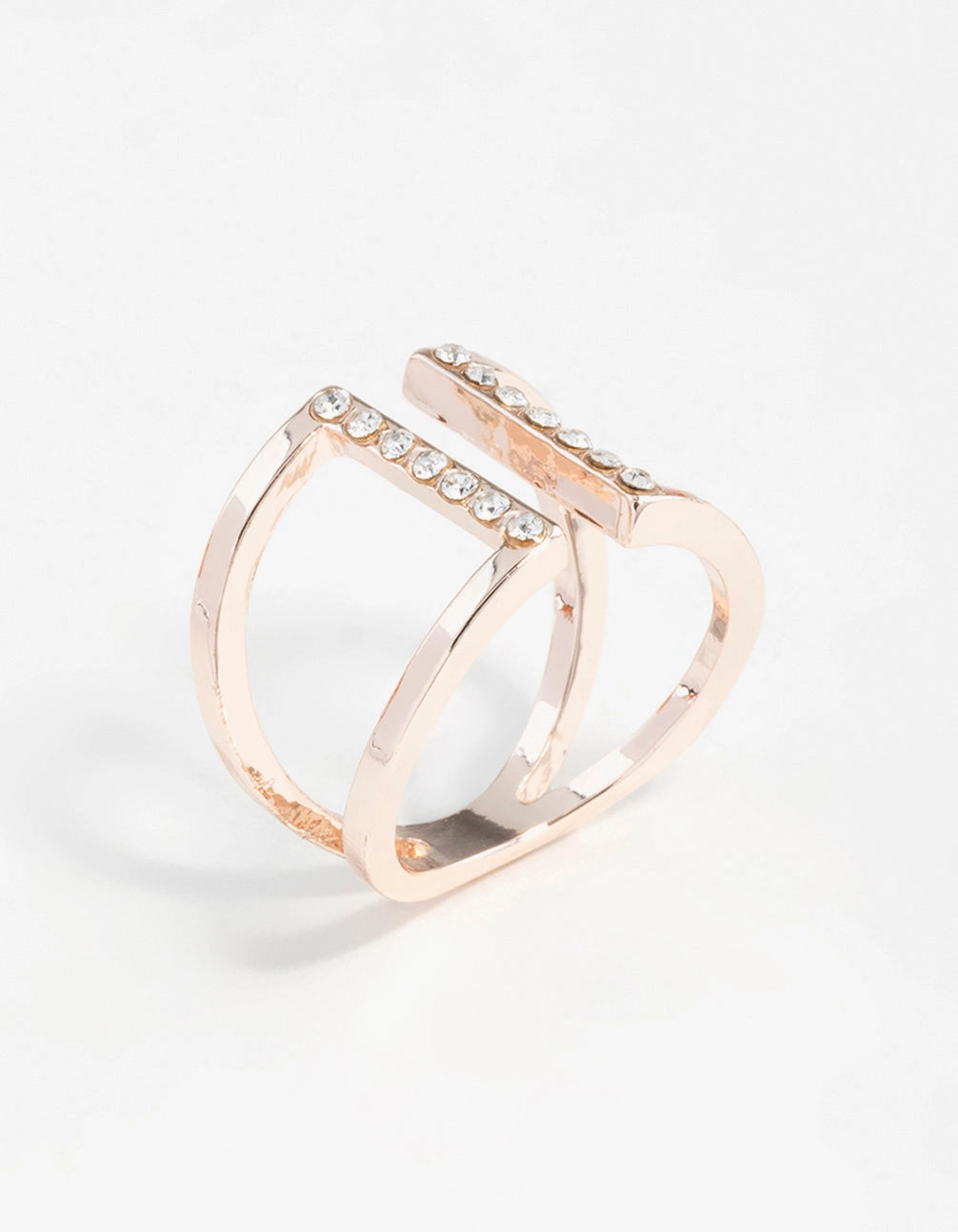 Rose Gold Open Diamante Ring Elegant Details Holiday Outfit